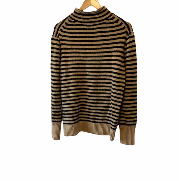 J. Crew Striped Cowl Neck Sweater in Black and Tan - Picture 3 of 8